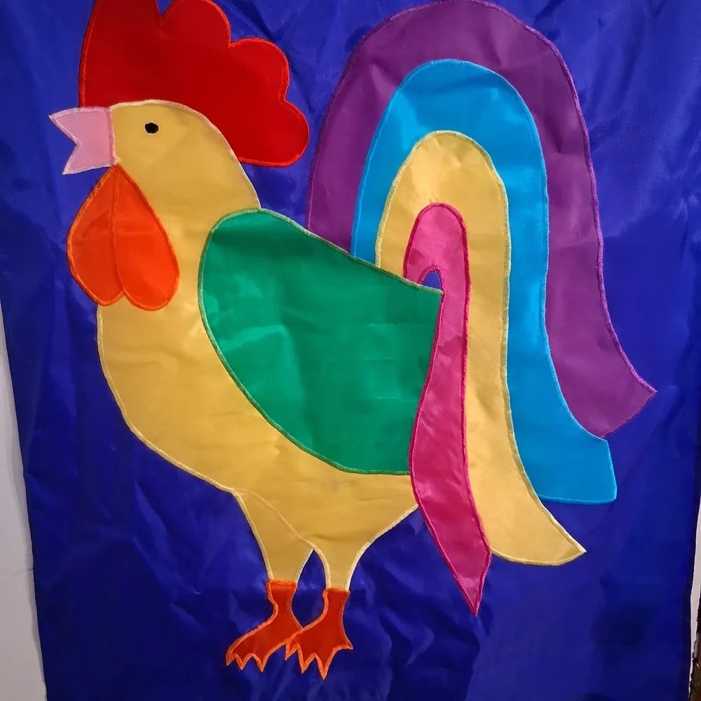 Large De Colores Rooster Flag Rainbow Colorful Vibrant‎ Gorgeous NWOT
